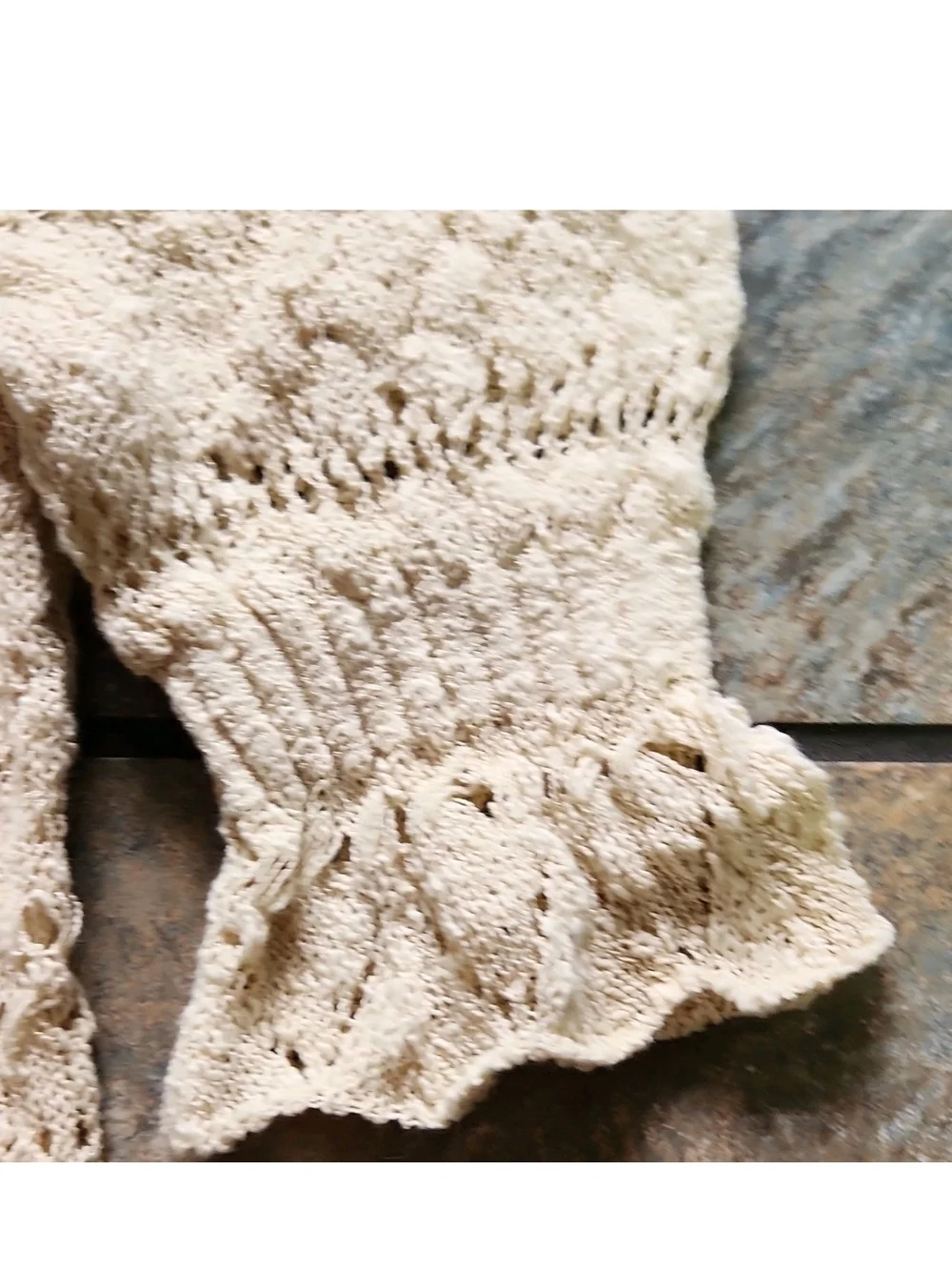 Free People Cream Openwork Knit Top